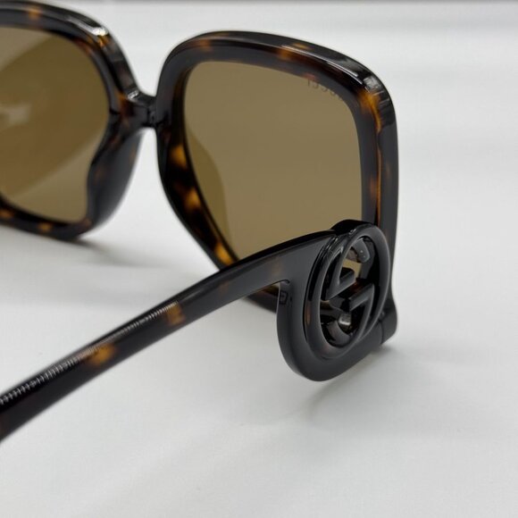 NEW GG1326S 007 GUCCI SUNGLASSES OVERSIZED DARK HAVANA WOMEN EYEWEAR GUCCI - Picture 9 of 12